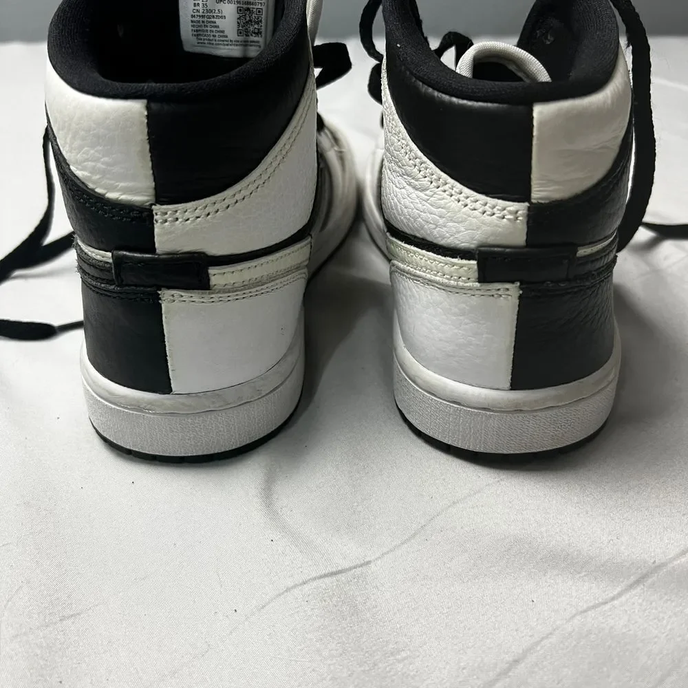 Nike Air Jordan 1 High Mid Homage Black White Split Basketball Shoes Youth Sz 5Y